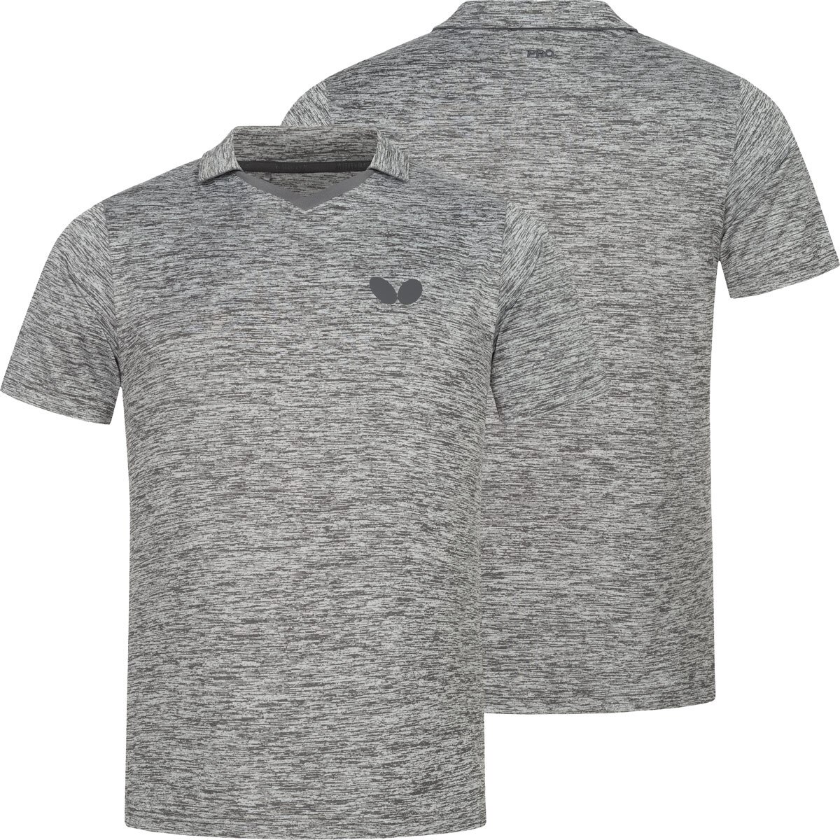 Butterfly Izumo Shirt: Front & Back View of the Grey Shirt